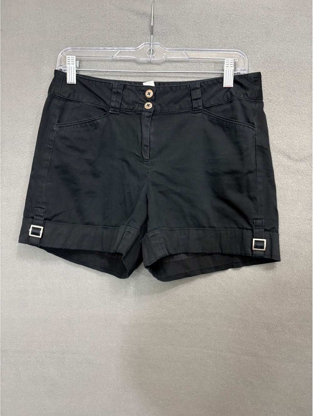 White House Black Market Black Cuffed Buckle Shorts